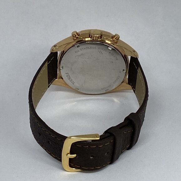 Fossil Decker ES3352 Women's Brown Leather Analog Gold Dial Quartz Watch RK411 - Picture 10 of 12